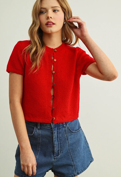 Button Short Sleeve Top