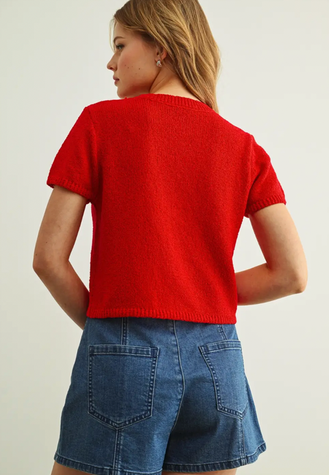 Button Short Sleeve Top