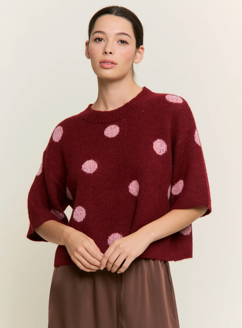 Polka Dot Knit Pullover Sweater