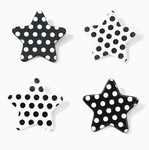 Black & White Polka Dot Star Hair Clip
