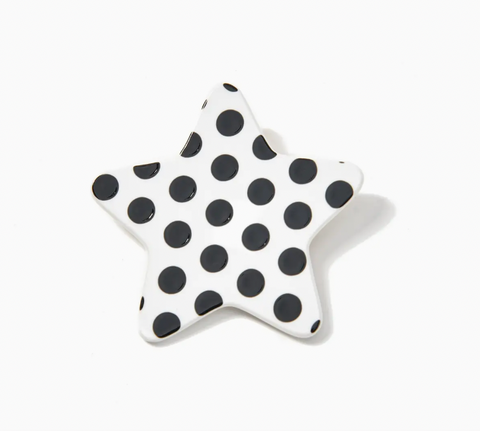 Black & White Polka Dot Star Hair Clip
