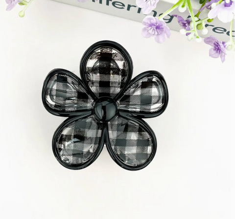 Plaid Flower Hair Claw Clip