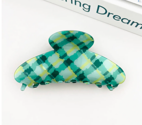 Retro Colorful Plaid Claw Clip