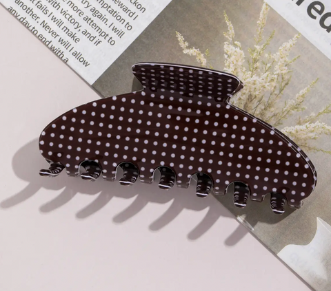 Retro Polka Dot Curved Hair Claw
