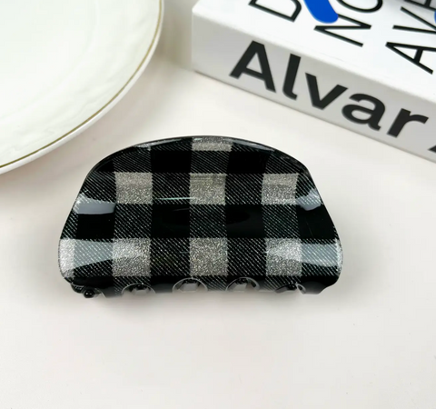Semicircular Plaid Hair Clip