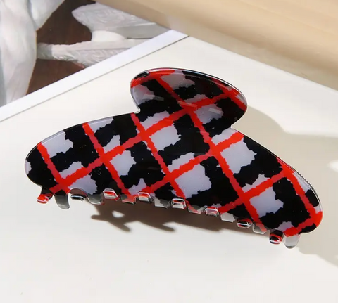Checkered Plaid Print Hair Clip