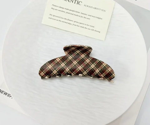Vintage Plaid Pattern Hair Claw Clip