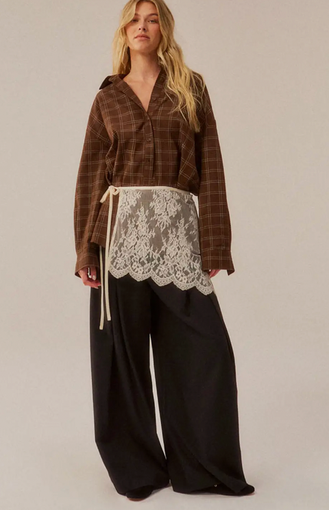 Sheer Floral Lace Layering Wrap Apron Mini Skirt