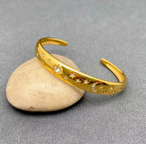 Inlaid Sun Moon Star Cuff