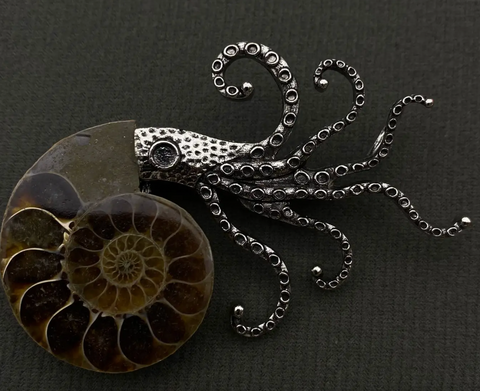 Stone Spotted Snail Brooch