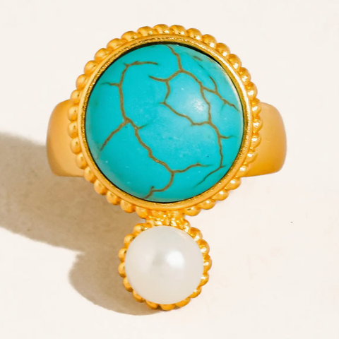 Chanson Vintage Turquoise Pearl Statement Ring