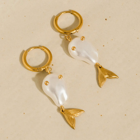 Pearlette Pearl Mermaid Tail Earrings