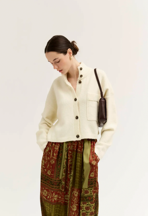 Funnel Neck Crop Cardigan