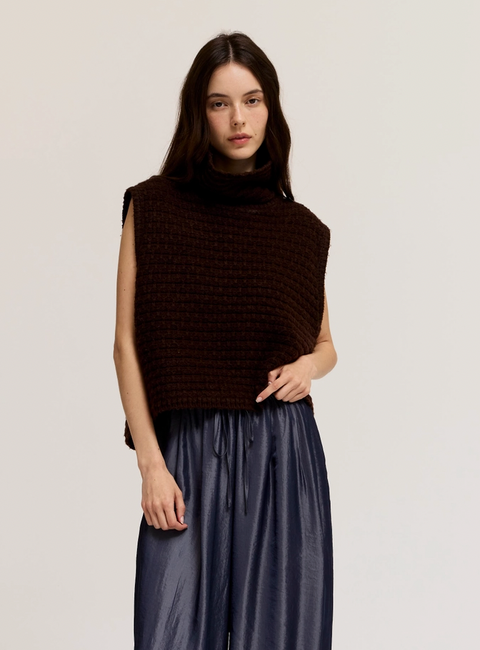 High Neck Sleeveless Sweater Top