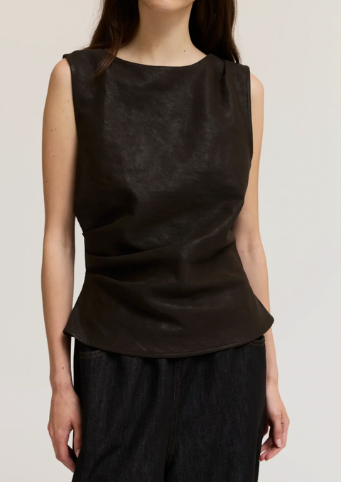 Vegan Leather Shell Top