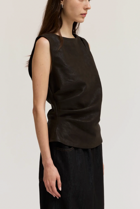 Vegan Leather Shell Top