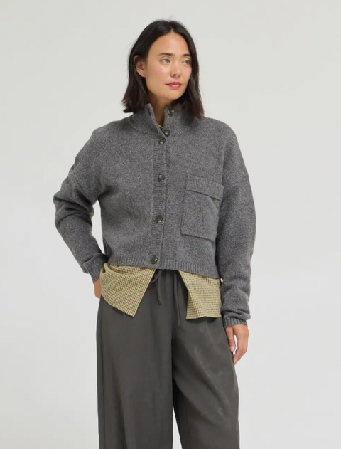 Funnel Neck Crop Cardigan