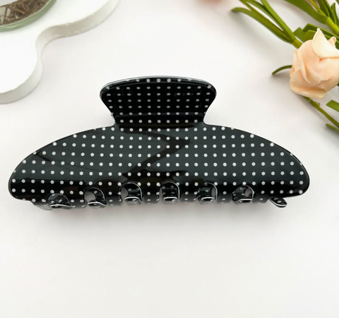 Polka Dot Curved Hair Claw