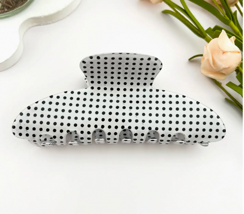 Polka Dot Curved Hair Claw