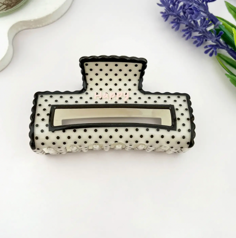 Polka Dot Hollow Square Hair Claw Clip Print Cute
