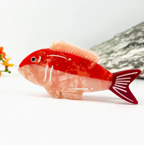 Red Fish Coastal Acetate Claw Clip