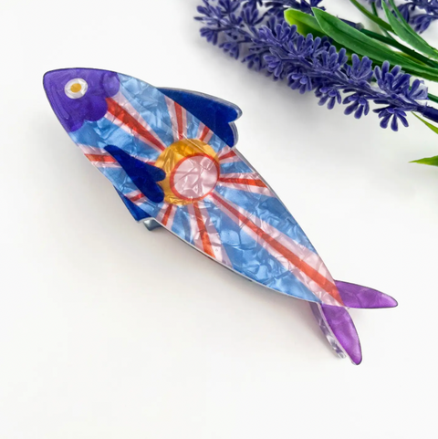 Ocean Printed Sardine Hair Claw Clip-options