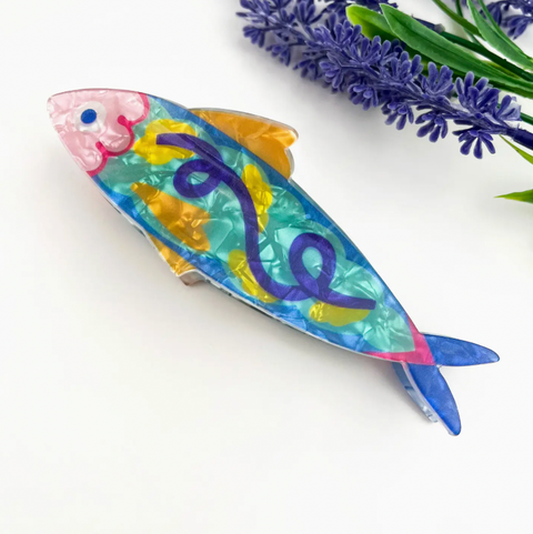 Ocean Printed Sardine Hair Claw Clip-options