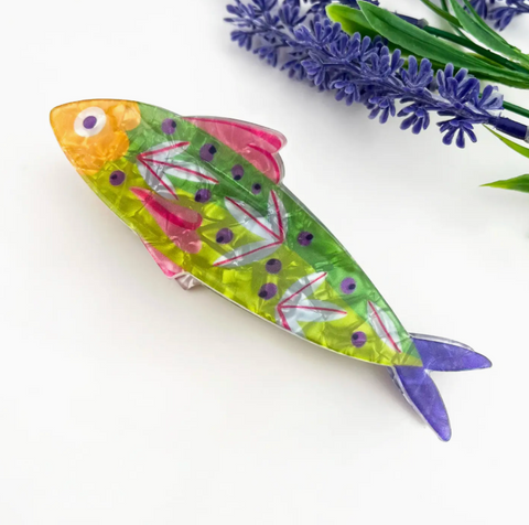 Ocean Printed Sardine Hair Claw Clip-options
