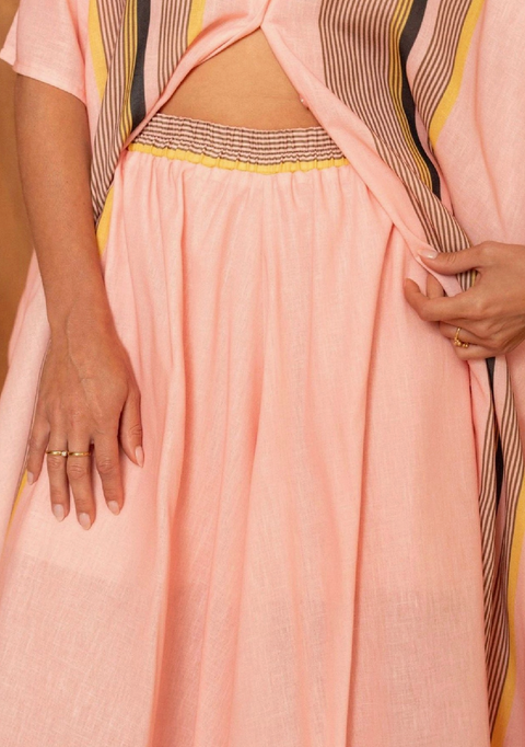 Blandine Peach Elastic Waist Pants