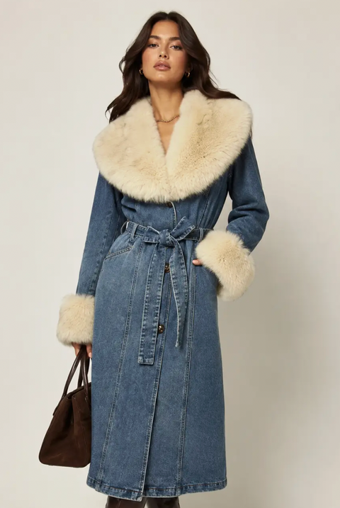 Aspen Denim Fur Coat