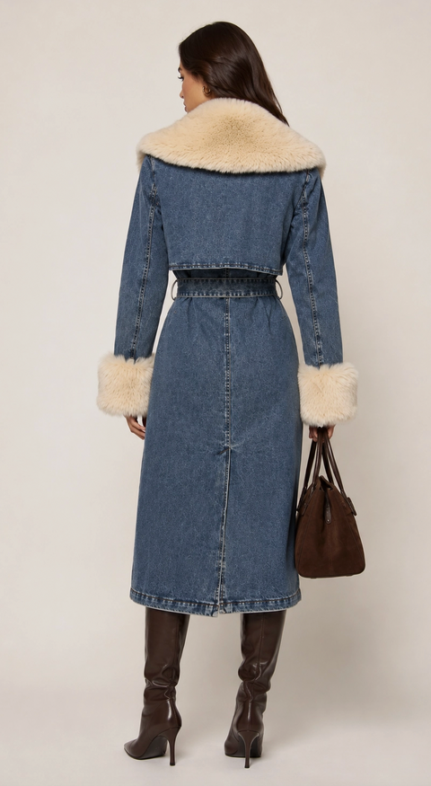 Aspen Denim Fur Coat