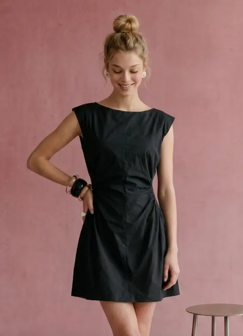 Side Panel Ruched Mini Dress