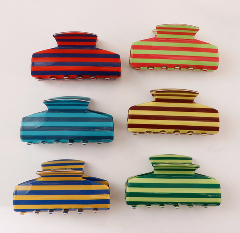 Color Block Stripe Acrylic Hair Claw Clip