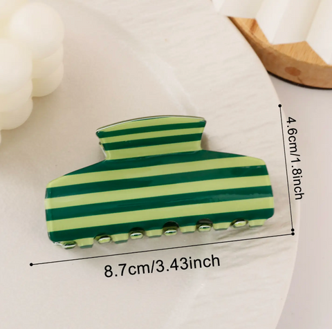 Color Block Stripe Acrylic Hair Claw Clip