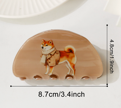 Dog Half Moon Acrylic Hair Claw Clip