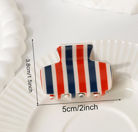 Minimal Grid Stripe Acrylic Hair Claw Clip