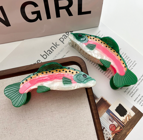 Rainbow Trout Acetate Hair Claw Clip