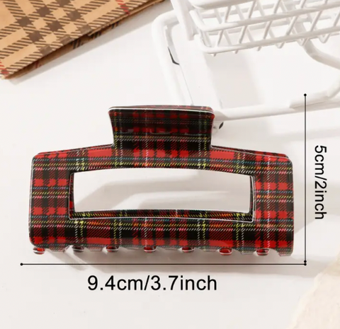 Retro Christmas Plaid Hair Clip