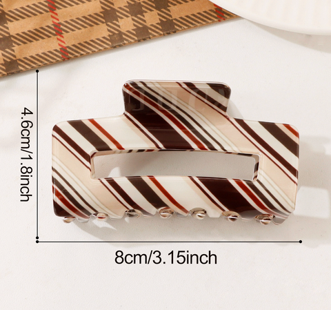 Retro Colorblock Diagonal Stripe Hair Claw Clip