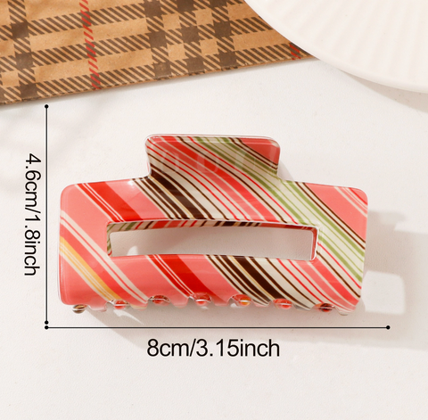 Retro Colorblock Diagonal Stripe Hair Claw Clip