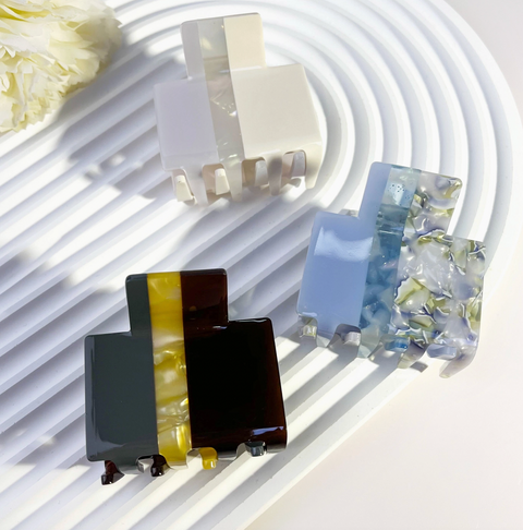 Two-Tone Acetate Square Hair Claw
