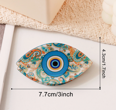 Vintage Evil Eye Flower Hair Claw Clip