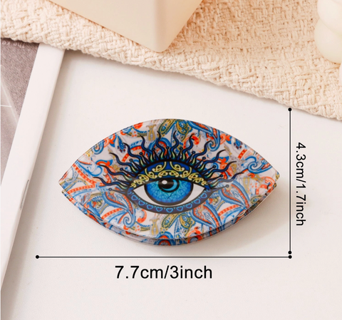 Vintage Evil Eye Flower Hair Claw Clip
