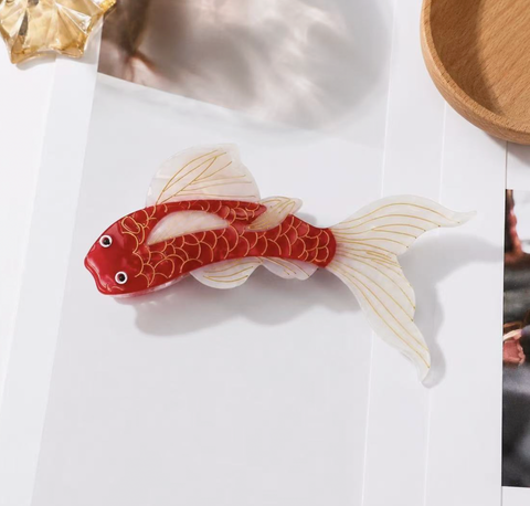 Vintage Koi Fish Acetate Hair Claw Clip