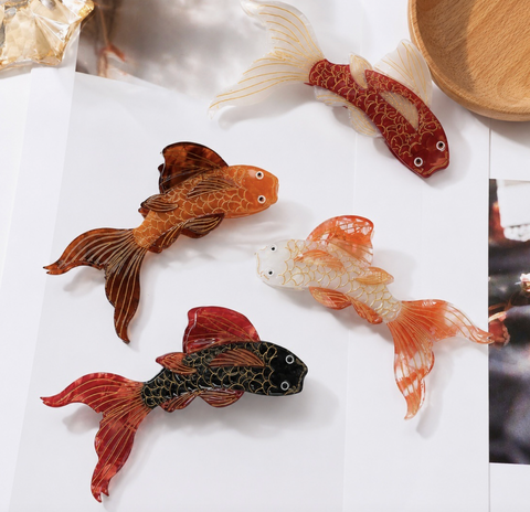 Vintage Koi Fish Acetate Hair Claw Clip