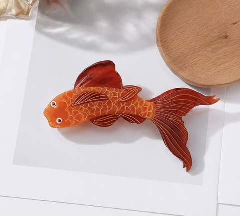 Vintage Koi Fish Acetate Hair Claw Clip