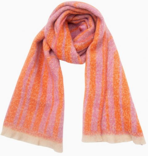 Striped Color-Block Shawl Scarf