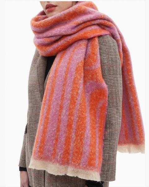 Striped Color-Block Shawl Scarf
