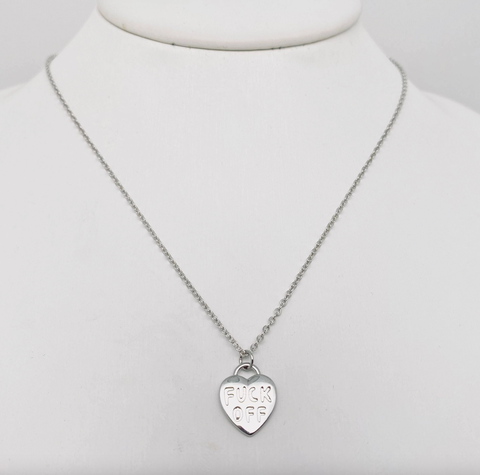 "Fuck Off" Gold Plated Heart Pendant Necklace