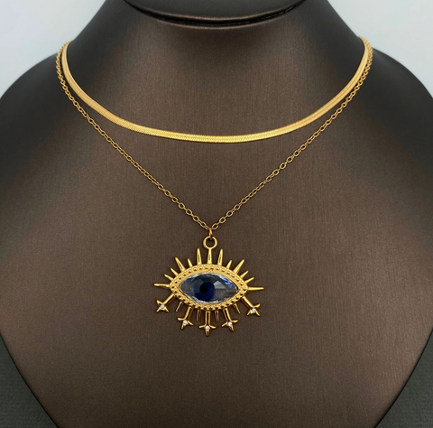 Evil Eye 18K Gold Plated Double-Layer Necklace